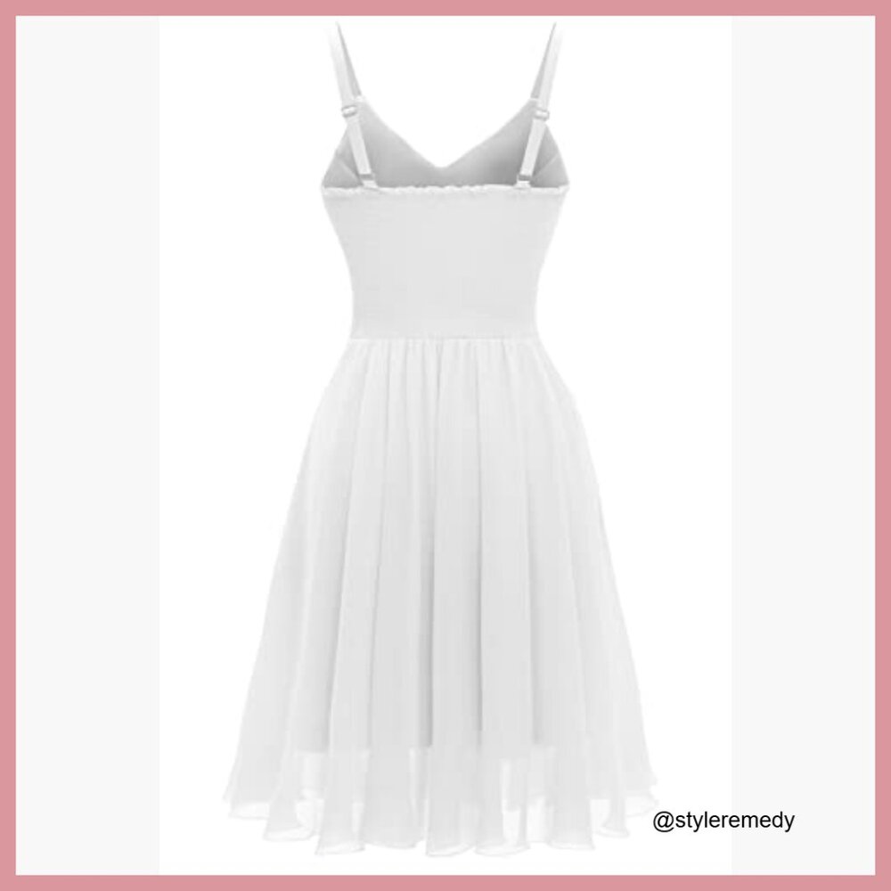 Polyester Spandex Spaghetti Strap Swing Dress Cas… - image 3